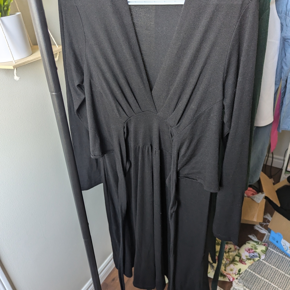 Elegant Black Long Sleeve Maternity And Nursing Dress